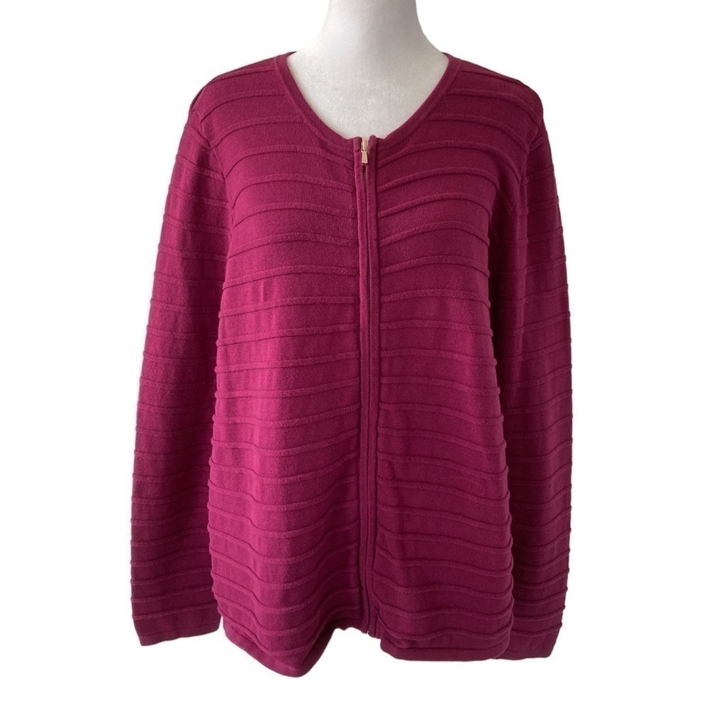 Ann Taylor Factory XL sweater zip up purple